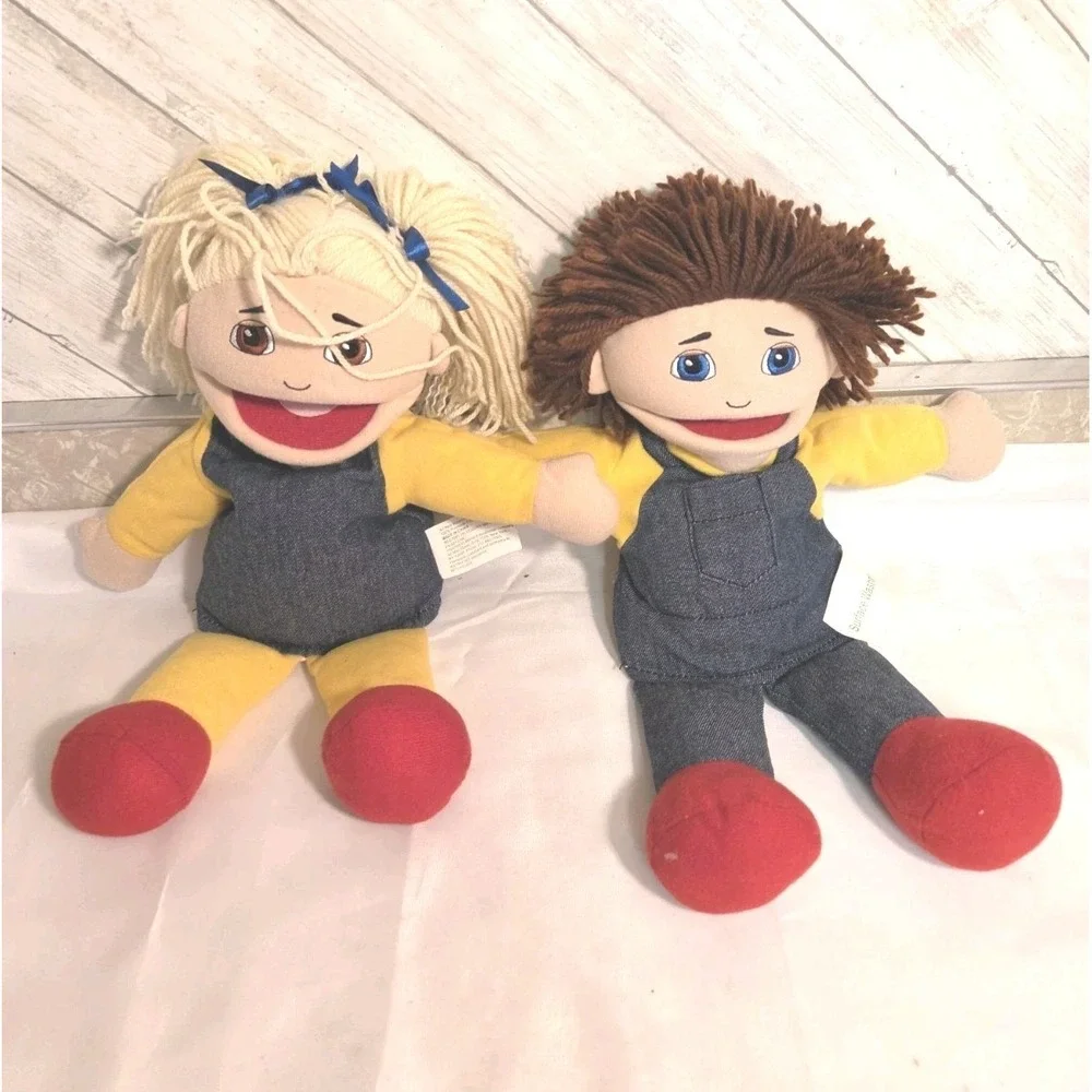 Lot Of 2 Lillian Vernon Puppet Boy Rag Doll Soft Body Marvel Education Company